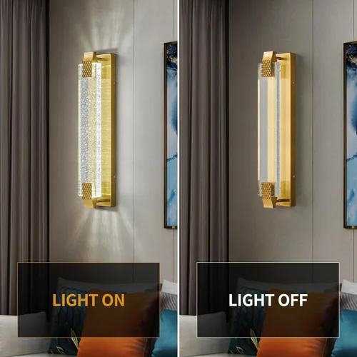 Miniatura 5 de Moderno aplique de pared de cristal con burbujas de cristal para baño, 23.03 pulgadas, luces LED doradas de tocador para baño, pasillo, dormitorio