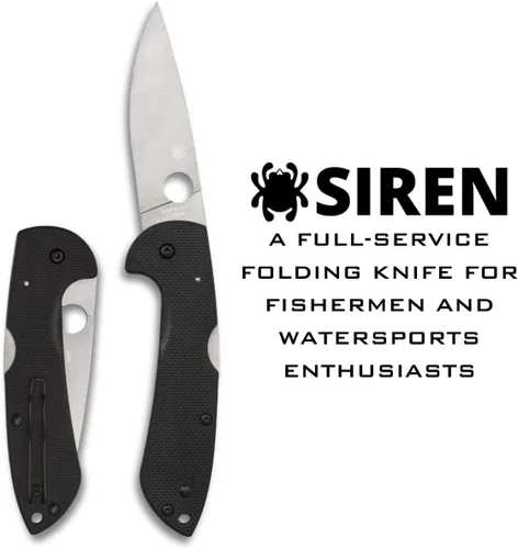 Miniatura 2 de Spyderco Cuchillo Siren Premium con hoja de acero LC200N de 3.6 pulgadas y mango G-10 negro texturizado grueso - PlainEdge - C247GP