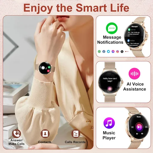 Miniatura 4 de Smart Watches for Women (Answer/Make Calls),1.27" AMOLED Smartwatch with Heart Rate/Sleep Monitor,120+ Sport Modes Fitness Tracker with Bluetooth