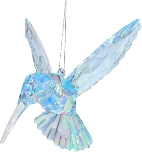 BRBASAP Adorno de colibrí, figuras decorativas de acrílico, colgantes, colibríes, cristal, atrapasoles, figura de pájaro para el hogar, adornos Azul