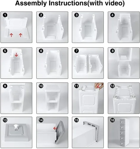 Miniatura 5 de Conworld Almacenamiento de baño de plástico delgado súper ligero, organizador de 5 niveles con 4 ruedas
