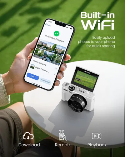 Miniatura 4 de Cámara Digital 5K para Fotografía - Cámara de Vlogging de 75MP con Enfoque Automático con Tarjeta SD de 64GB, WiFi, Zoom 18X, Pantalla Abatible