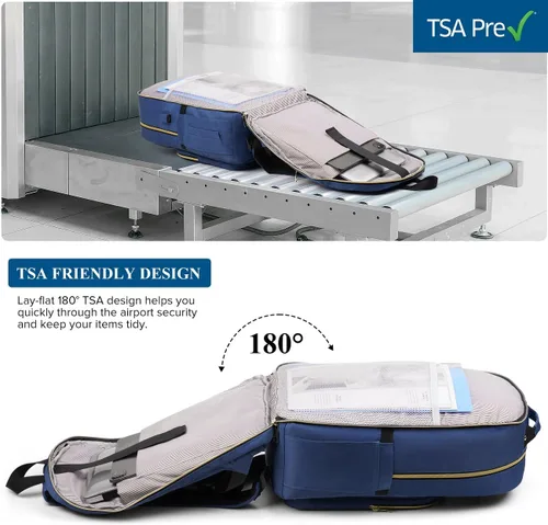 Miniatura 6 de YAMTION Mochila para mujer, mochila para laptop de 15.6 pulgadas para mujer, mochila USB para negocios, trabajo, oficina, universidad, azul oscuro