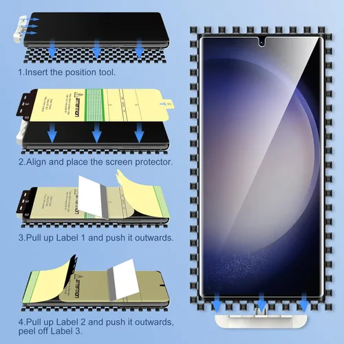 Miniatura 5 de LK 3 Pack para Protector de Pantalla Samsung Galaxy S23 Ultra [No es de Vidrio] [Soporte Desbloqueo por Huella Dactilar] Protector de Pantalla