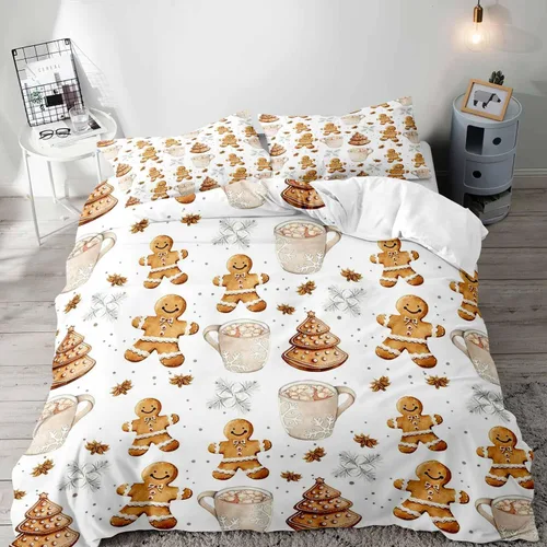 Miniatura 32 de LUVIVIHOME Juego de 3 Piezas de Funda de Edredón de Navidad Tamaño Queen, Juegos de Ropa de Cama, Funda de Edredón a Cuadros Búfalo Negro y Rojo