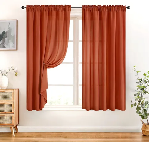 Miniatura 64 de HOMEIDEAS Cortinas Transparentes de Privacidad Blancas No Transparentes, 52 X 45 Pulgadas de Largo 2 Paneles Cortinas Transparentes Filtradoras