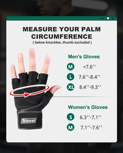 Miniatura 6 de Trideer Guantes de entrenamiento para hombres, guantes para levantamiento de pesas con soporte para muñeca, protección completa de la palma y agarre