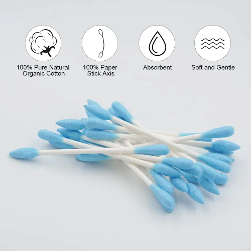Miniatura 6 de Hisopos de algodón azules de precisión con punta - 400 unidades de hisopos de algodón orgánico puntiagudos de doble lado con puntas de algodón