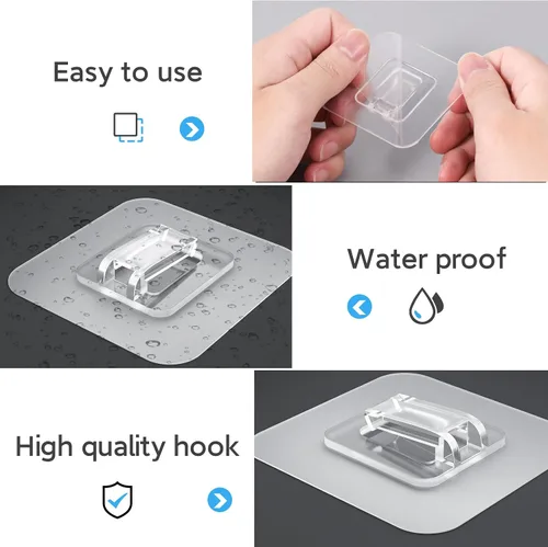 Miniatura 4 de Organizador de ducha de repuesto, ganchos adhesivos fuertes transparentes, sin taladrar, impermeable, para organizador de ducha, estantes