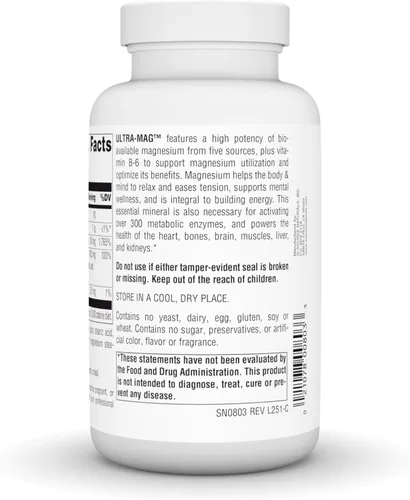 Miniatura 4 de Source Naturals Ultra-Mag, magnesio biodisponible 5 en 1 - Relaja los músculos y calma los nervios* - 120 tabletas veganas