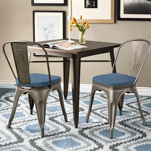Miniatura 7 de GUEGLSA Cojines de asiento impermeables para exteriores, 14 x 14 pulgadas, almohadilla de metal antideslizante con lazos, cojín de metal