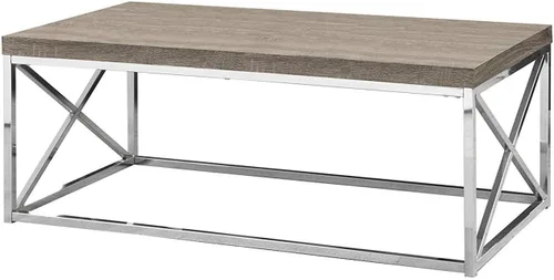 Miniatura 5 de Mesa de centro, metal cromado, Madera, Gris topo oscuro