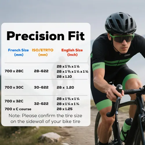 Miniatura 2 de Tubo interior de repuesto para neumático de bicicleta 700c para bicicleta de carretera de 28 pulgadas, repuesto de caucho butílico resistente