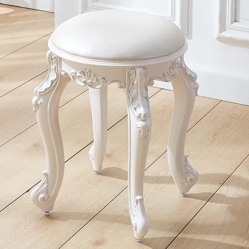 Miniatura 7 de Taburete de tocador, taburete de maquillaje, banco acolchado, asiento de piano en dormitorio, baño, pata de acero de plástico ABS, 16.9 in