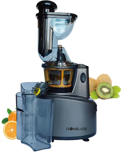 EMB Ironblade IBLJU20 Exprimidor lento de prensa en frío, extracción de alto rendimiento, funcionamiento silencioso de 55 dB, canal de 2.953 in de