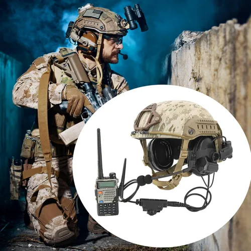 Miniatura 2 de HEARFALCOM Auriculares tácticos COMAT III Casco táctico Adaptador de riel ARC versión no militar Enfriamiento de ruido Auriculares de disparo con V2