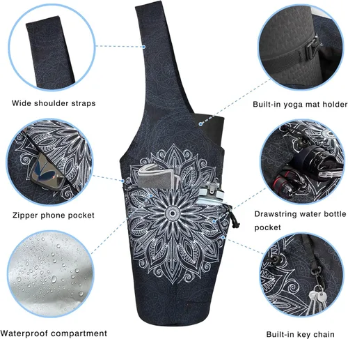 Miniatura 2 de Bolsa para Esterilla de Yoga - Bolsa Transportadora Tipo Tote Larga de Gran Apertura para Esterilla de Yoga con Bolsillo Impermeable con Cremallera