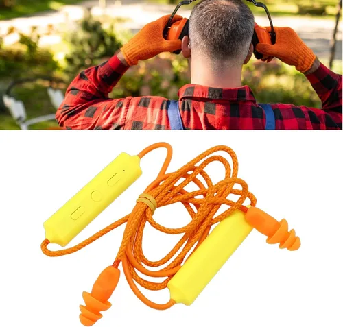 Miniatura 5 de ASHATA Auriculares Bluetooth con banda para el cuello, IPX5, a prueba de agua, 200 mAh, recargable, para taller de construcción (amarillo)