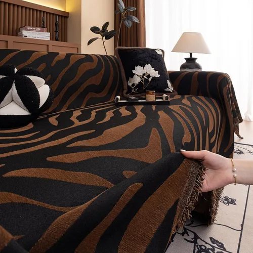Miniatura 7 de ROOMLIFE Funda de sofá con estampado de leopardo para sofá de 3 plazas, lavable, protector de muebles para perros, funda de sofá suave