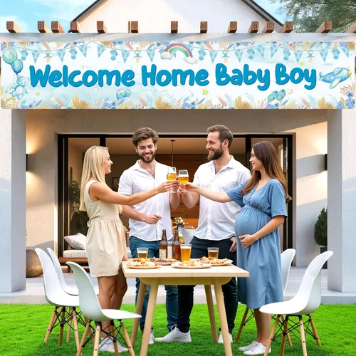 Miniatura 4 de Cartel de bienvenida a casa para bebé niño con texto en inglés "It's a Boy", decoración de baby shower, decoración de patio para niños, revelación