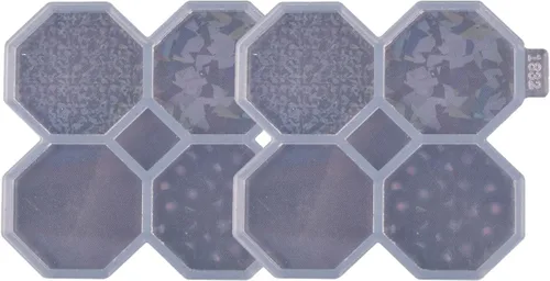 Miniatura 3 de 2 moldes de resina octágono de 1.7 pulgadas, molde de silicona epoxi para carrete de insignias, diseño holográfico de bricolaje