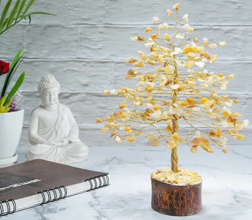 Miniatura 2 de Árbol de la vida de chakras de aventurina amarilla, árbol de cristal para energía positiva, decoración de Feng Shui, árbol de piedras preciosas