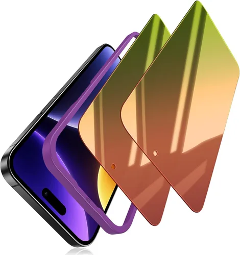 Miniatura 8 de Paquete de 2 protectores de pantalla de privacidad compatibles con iPhone 17 Pro Max, película de vidrio antiespía degradado rojo a verde, Colorido