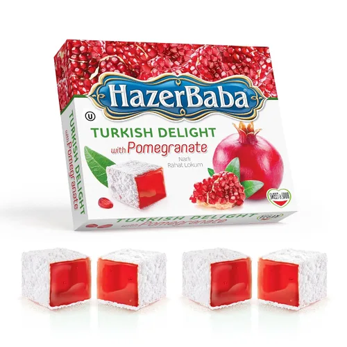 Miniatura 12 de Hazer Baba - Caramelos turcos, sabor a granada y zereshk, 16 onzas (paquete de 1), caja de aperitivos gourmet, aperitivo tradicional, vegano, lokum