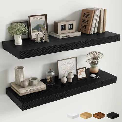 Miniatura 51 de Estantes flotantes de 48 pulgadas para pared, estante de chimenea de 10 pulgadas de profundidad, estantes flotantes de madera para pared, estantes