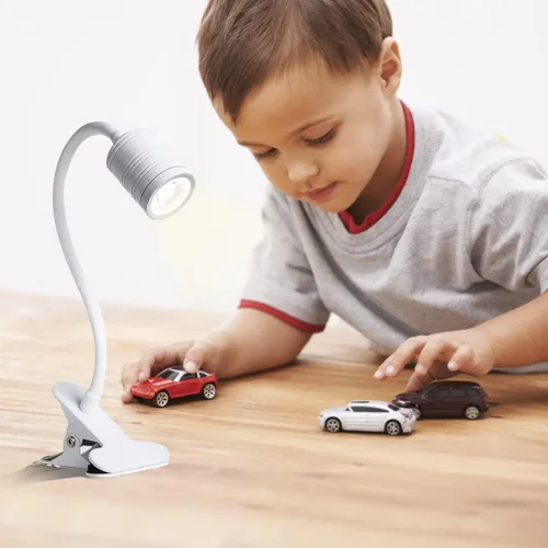 Miniatura 8 de Luz LED de 3 brillos con abrazadera, lámpara LED portátil de clip, clip USB en la lámpara de escritorio, luz de lectura nocturna de cuello de cisne