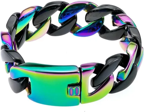 Miniatura 2 de Pulsera de acero inoxidable 316L con borde redondo y acabado negro enorme de 0.945 in