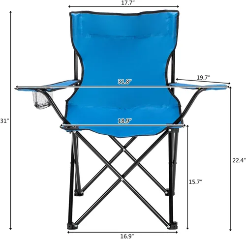 Miniatura 3 de Silla de campamento portátil, silla de campamento pequeña, silla plegable, silla de campamento de playa, silla deportiva con respaldo y soporte