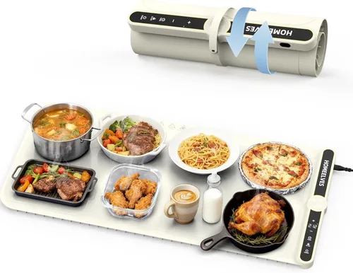 Miniatura 7 de Tapete de calentamiento de alimentos extragrande, bandeja de calentamiento eléctrico de calentamiento rápido con 9 ajustes de temperatura y Gris