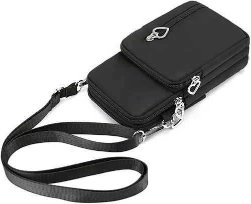 Miniatura 6 de Bolso bandolera espacioso para teléfono celular para iPhone 17 16 Pro Max Samsung Galaxy S25 S24 Ultra A15 A16 A17 (negro)