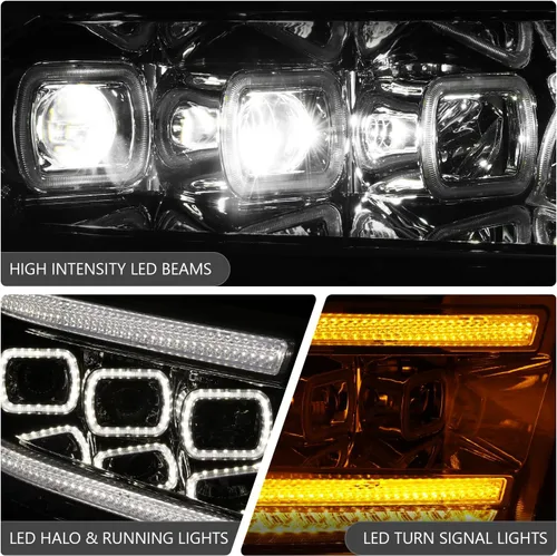 Miniatura 5 de DNA MOTORING Par de faros LED compatibles con Ram 1500 2500 3500 13-18, luces de proyector de haz alto y doble bajo, LED Switchback, cromado
