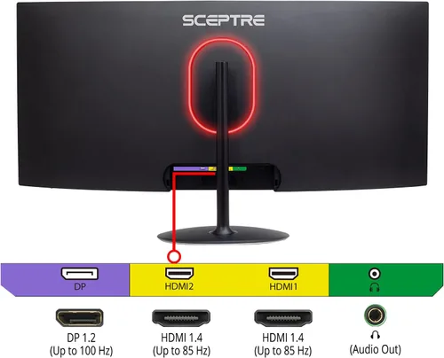 Miniatura 5 de Sceptre Monitor LED creativo curvo UltraWide 21: 9 de 34 pulgadas 2560x1080 HDMI DisplayPort sin marco hasta 100Hz, negro máquina 2020 (C345W-2560UN)