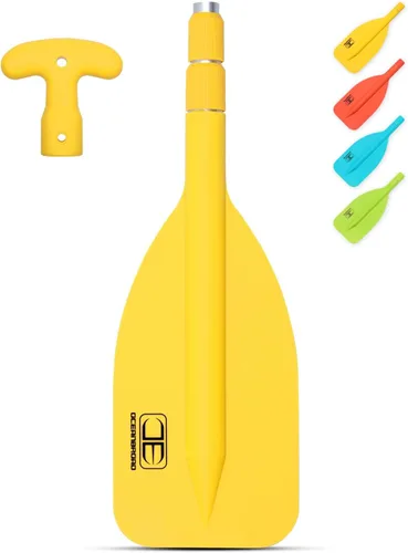 Miniatura 8 de OCEANBROAD Remo telescópico de emergencia de 21''-42'' (requiere ensamblaje)/26''-54'' eje de aluminio para kayak, navegación, piragüismo, tubing
