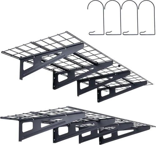Miniatura 12 de VEVOR Estantería de garaje montada en la pared, estantes resistentes de 1 x 4 pies, estante de almacenamiento flotante de capacidad de carga de 400