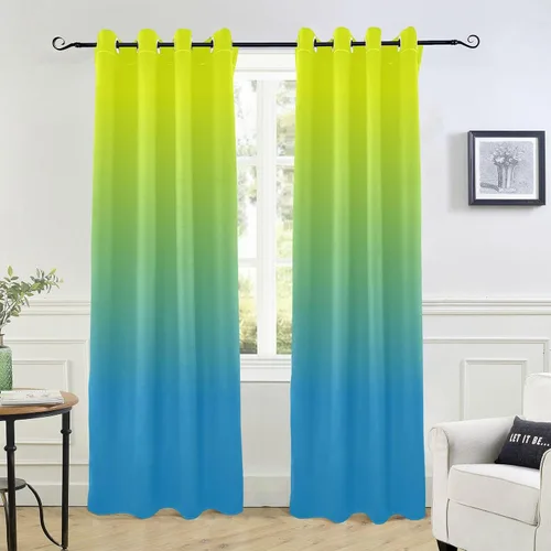 Cortinas amarillas y azules de 84 pulgadas, 1 pieza, cortinas de puerta para tratamientos de ventanas, divisores de habitación, cortinas de cocina,