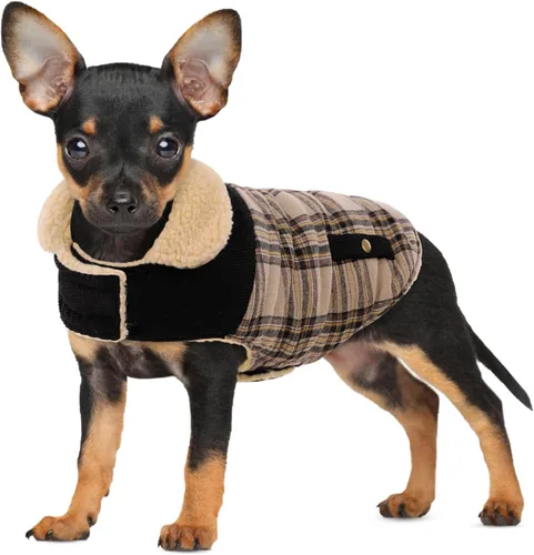 Abrigo de invierno para perros pequeños, chaqueta sólida para cachorros, abrigo cálido para mascotas para clima frío, prendas acolchadas resistentes