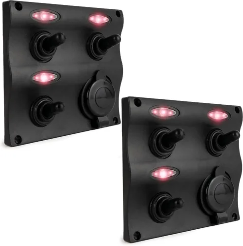 Miniatura 10 de Five Oceans Marine 2 3 6 Gang Toggle Rocker Switch Panel, enchufe del encendedor de cigarrillos 12V