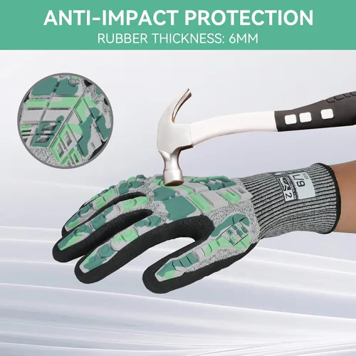 Miniatura 3 de Guantes de trabajo de seguridad Graloky, guantes de impacto para hombres y mujeres, guantes resistentes a cortes antideslizantes de trabajo pesado
