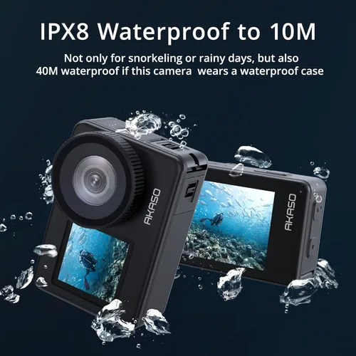 Miniatura 3 de AKASO Brave 7 Cámara de acción 4K30FPS 20MP con tarjeta de memoria MicroSDXC U3 de 64 GB, cámara impermeable con pantalla táctil IPX8 33 pies EIS