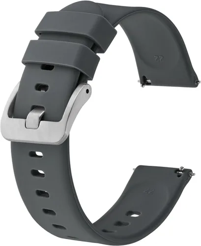 Miniatura 20 de BISONSTRAP Correas de reloj de silicona, correas de reloj delgadas con liberación rápida, 0.787 in, negro con hebilla negra