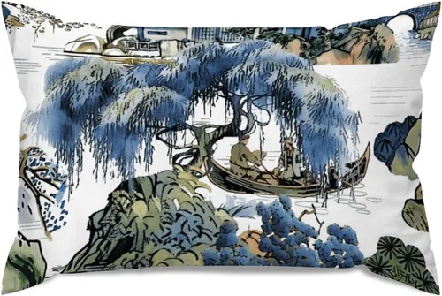 Miniatura 47 de ArogGeld Fundas de Almohada Euro Sham Florales Verde y Blanco Gris Estilo Chinoiserie Funda de Almohada Asiática Funda de Cojín Decorativo 18x18