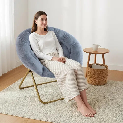 Miniatura 5 de NEWBULIG Cómodas sillas de platillo suaves, lindas, plegables, para dormitorio, sala de estar, asiento flexible de lectura, asiento plegable