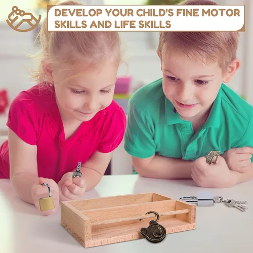 Miniatura 6 de Woodtoe Juego de Candado y Llave Montessori para Niños, Juego Educativo de Candados y Llaves, Materiales de Aprendizaje Montessori de Madera