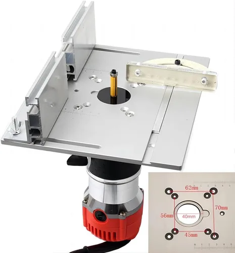 Miniatura 3 de Placa de inserción de mesa de enrutador de aluminio KETIPED, Bancos de carpintería con placa de enrutador abatible con guía de goniómetro y valla