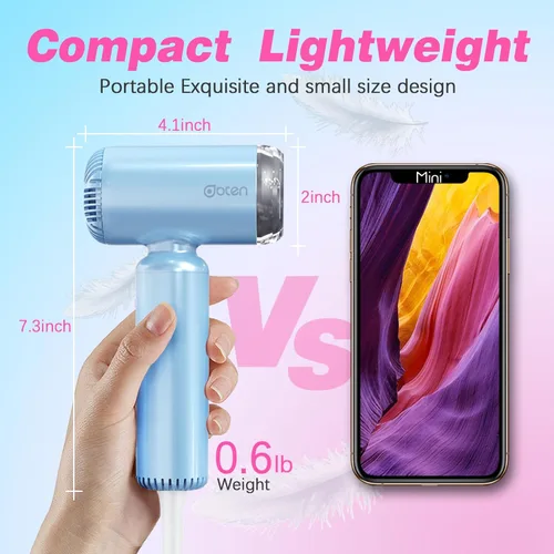 Miniatura 2 de Mini secador de pelo, secadora de alta velocidad con motor sin escobillas de 110,000 RPM, difusor magnético, tecnología iónica negativa para secado