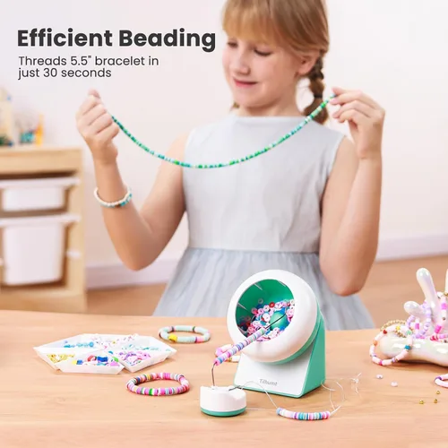 Miniatura 4 de Tilhumt Girador de cuentas de arcilla, giratorio eléctrico de cuentas para hacer joyas, fabricante de pulseras de amistad con aguja y cuerda